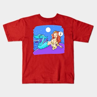 Mermaid Skull Ship Kids T-Shirt